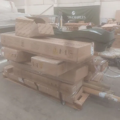 PALLET OF ASSORTED INCOMPLETE TRAMPOLINE, SPORTS EQUIPMENT, AND PLUM OUTDOOR PLAY PARTS AND PIECES