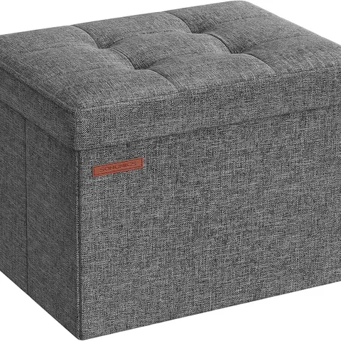 BOXED SONGMICS STORAGE OTTOMAN, FOLDABLE SMALL OTTOMAN FOOT REST - DARK GREY