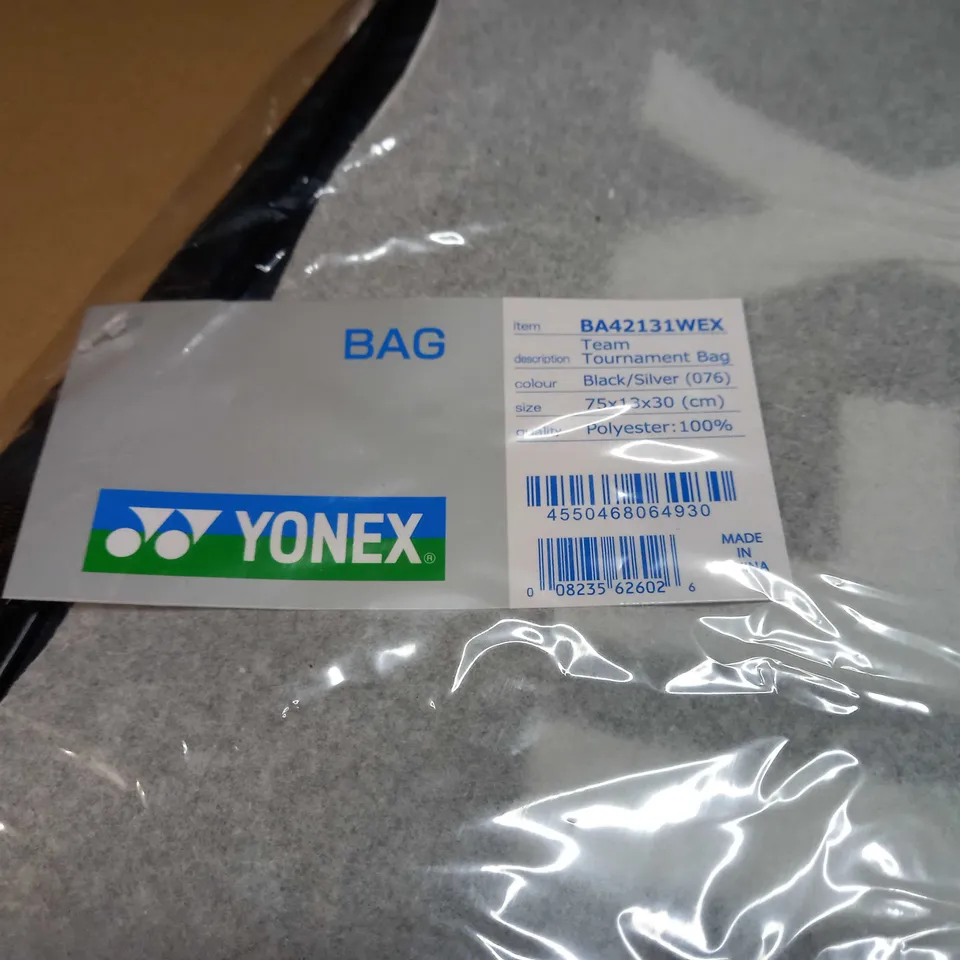 PACKAGED YONEX BLACK/SILVER BADMINGTON TOURNAMENT TEAM BAG