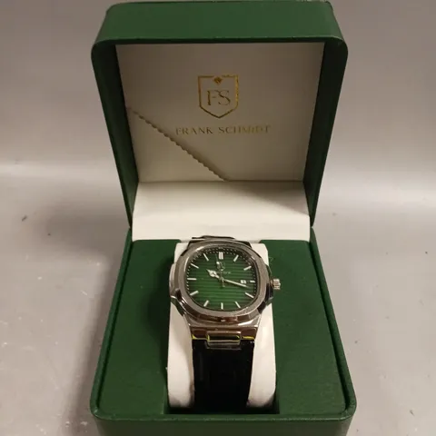MENS FRANK SCHMIDT WATCH β TEXTURED DIAL WITH DATE β LEATHER STRAP- MODEL: FSL AMBASSADOR β 3ATM WATER RESISTANT