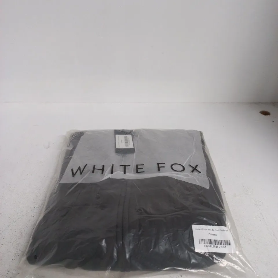 WHITE FOX STUDIO 17 WILLA BOXY ZIP FRONT HOODIE SMALL/MEDIUM CHARCOAL