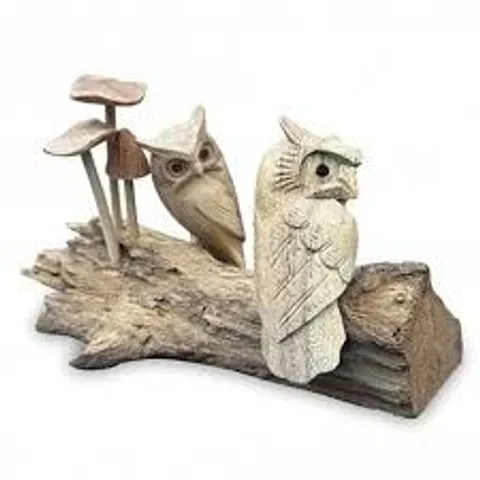 PACKAGED HOMESDIRECT365 TWIN OWLS IN MUSHROOM GARDEN SCULPTURE
