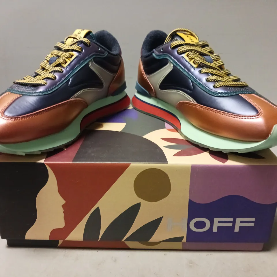 BOXED PAIR OF HOFF TRAINERS IN METALLIC MULTICOLOUR UK SIZE 7