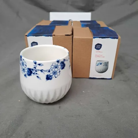 HEINEN DEFTS BLAUW X4 BLUE FLORAL COFFEE CUPS