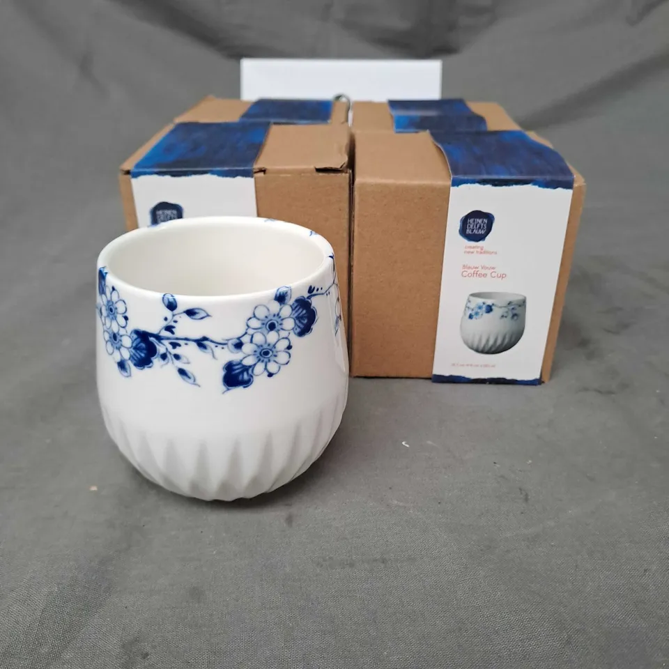 HEINEN DEFTS BLAUW X4 BLUE FLORAL COFFEE CUPS 