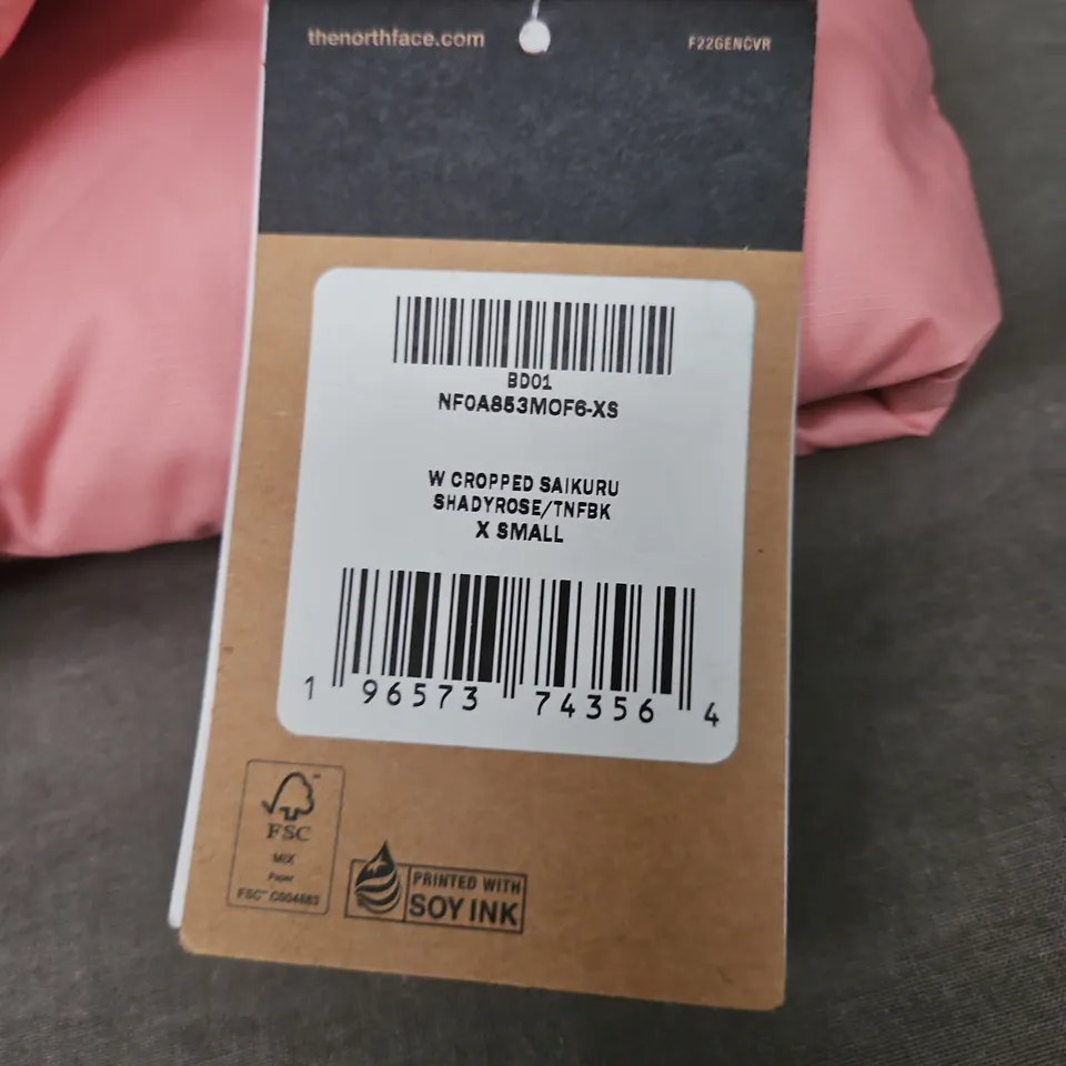 THE NORTH FACE WOMEN'S CROPPED PUFFER JACKET – PINK/BLACK, XS (UK 6–8)