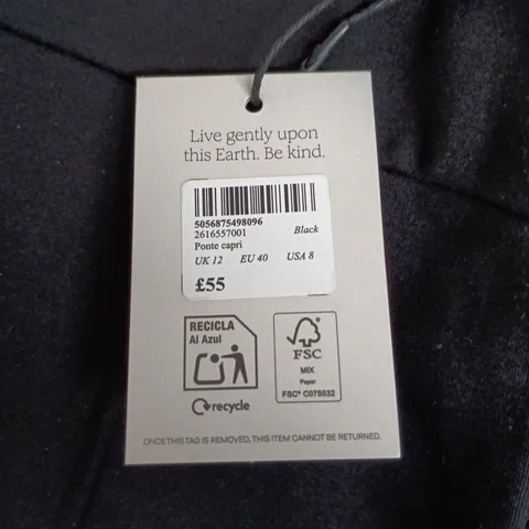 Nobody's Child Ponte Capri Trousers – Black, UK 12 (EU 40 / USA 8)
