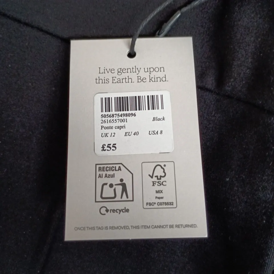 Nobody's Child Ponte Capri Trousers – Black, UK 12 (EU 40 / USA 8)