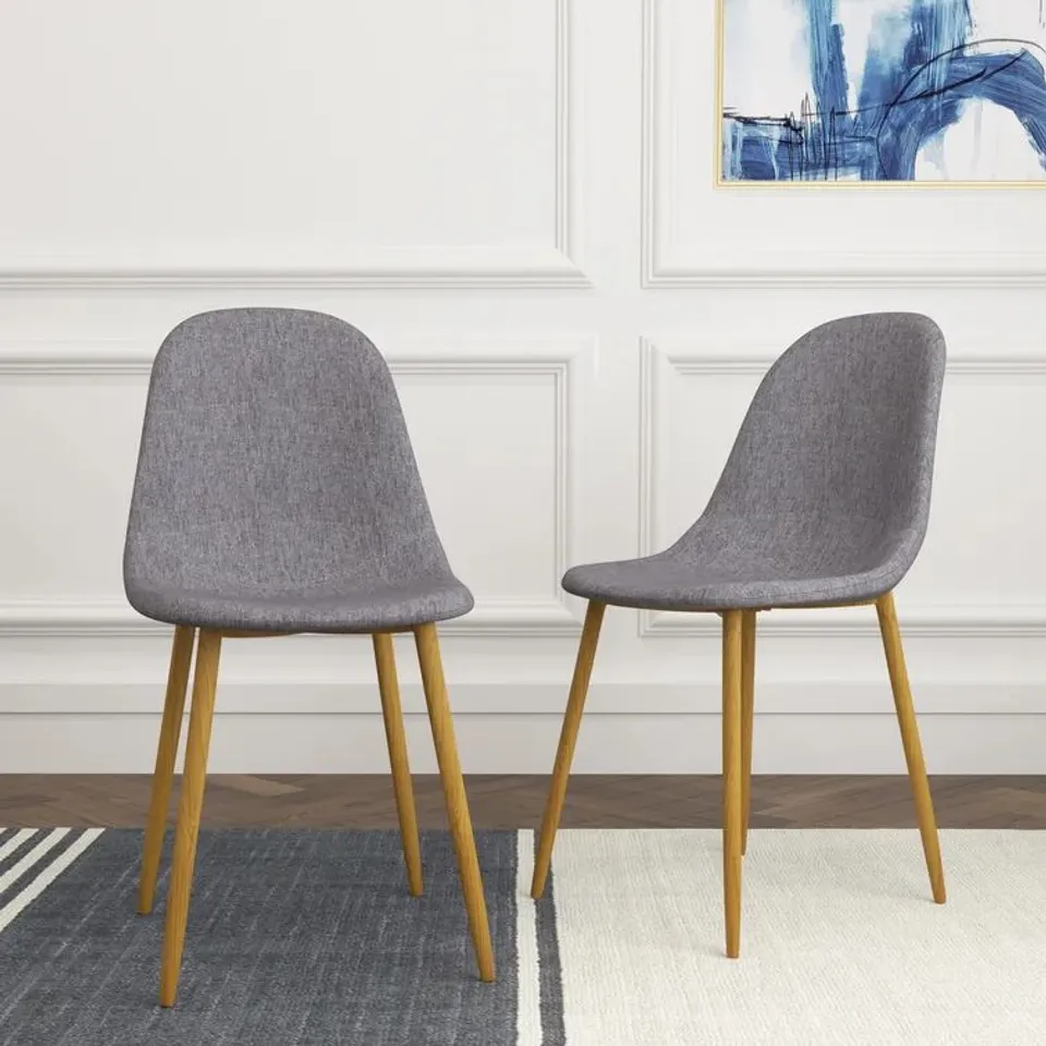 BOXED ANGELIQUE GREY UPHOLSTERED SIDE CHAIR SET OF 2 (1 BOX)