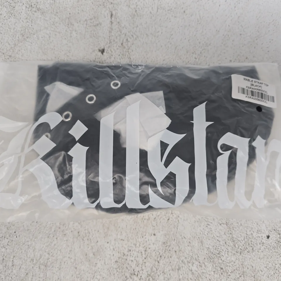 BAGGED KILLSTAR MABLE STRAP TOP IN BLACK SIZE XXL