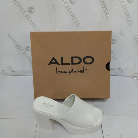 BOXED PAIR OF ALDO MAYSEE UK 4 WHITE HEELS