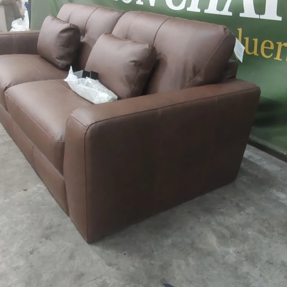 QUALITY DESIGNER ARDEN 4 SEATER LEATHER SOFA - BROWN 
