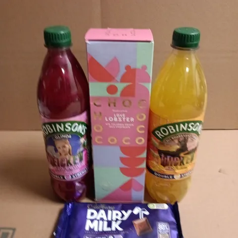 APPROXIMATELY 5 ASSORTED FOOD ITEMS TO INCLUDE DAIRY MILK, JUICE AND 7UP