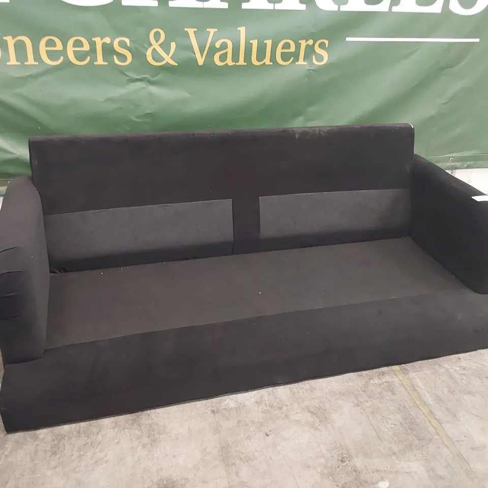 DESIGNER THREE SEATER SOFA FRAME BLACK PLUSH FABRIC 