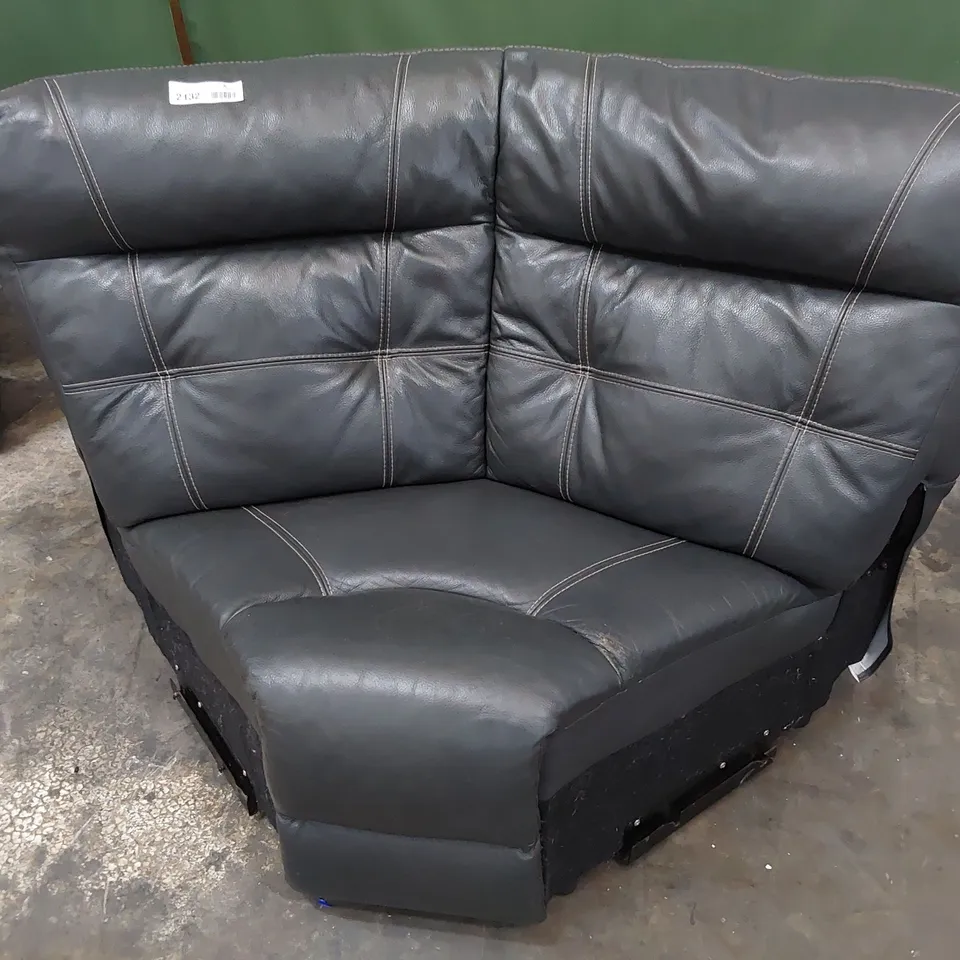 DESIGNER CORNER SECTION CHARCOAL LEATHER WITH CONTRASTING STITCHING 