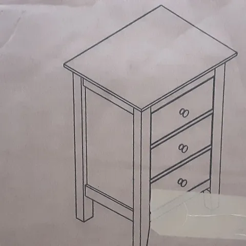 BOXED LYNTON 3 DRAWER BEDSIDE IN GREY - H71 X W49 X D40 CM