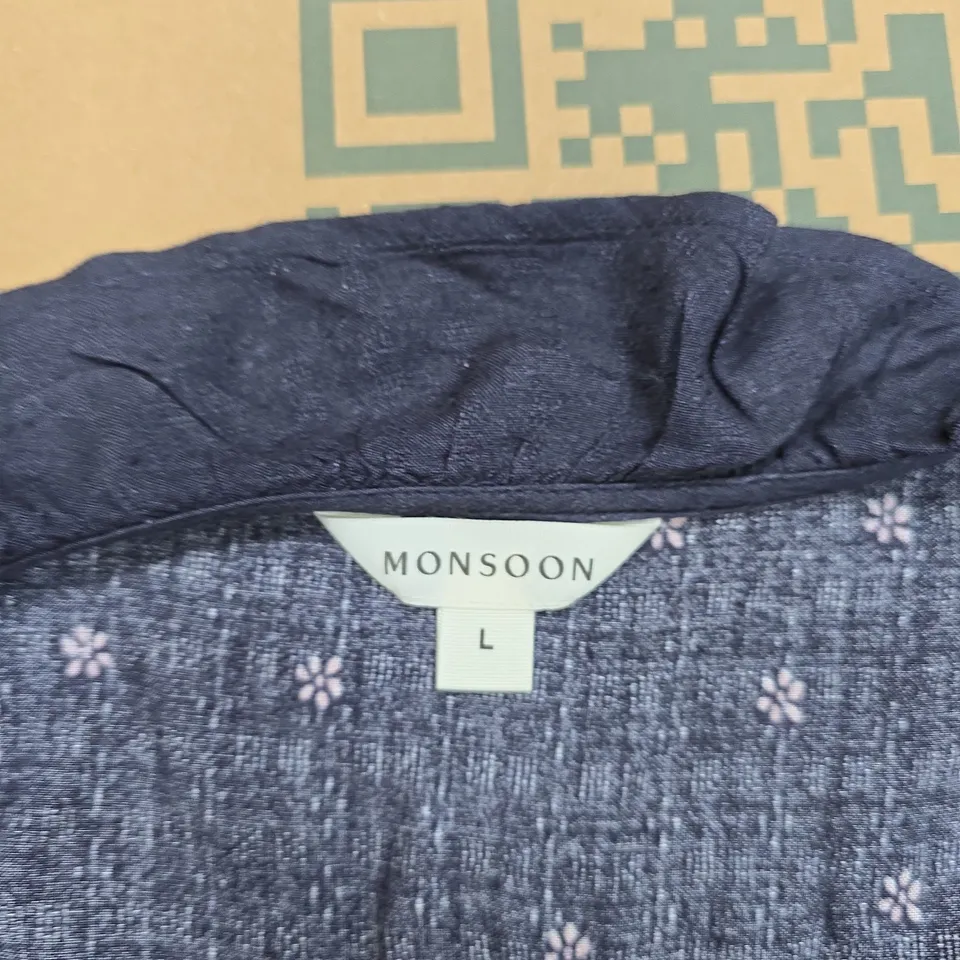 MONSOON WOMEN'S BLOUSE – NAVY FLORAL PRINT, SIZE UK L