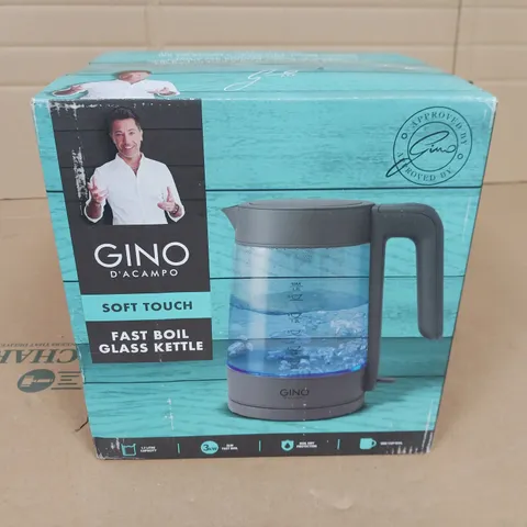 BOXED GINO D'ACAMPO SOFT TOUCH FAST BOIL GLASS KETTLE