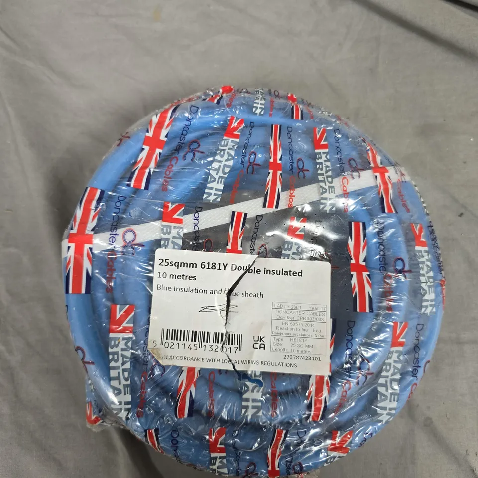 DONCASTER CABLES 25MM² 6181Y DOUBLE INSULATED CABLE – BLUE, 10M