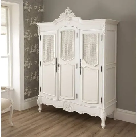 BRAND NEW BOXED AND PALLETISED HONESDIRECT 365 RATTAN ANTIQUE FRENCH STYLE WARDROBE(5 BOXES)
