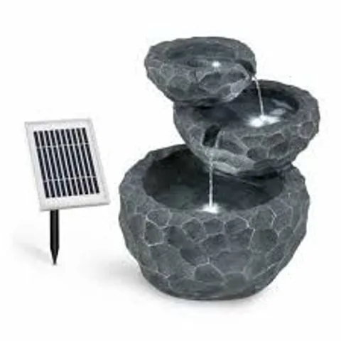 BLUMFELDT MURACH GARDEN FOUNTAIN 3 TIER CASCADE SOLAR PANEL OUTDOOR WATER PUMP LED