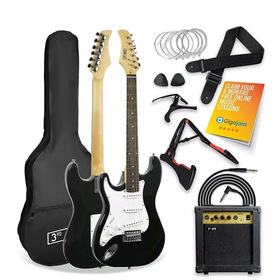 3RD AVENUE FULL SIZE 4/4 ELECTRIC GUITAR STARTER PACK - LEFT HANDED BLACK