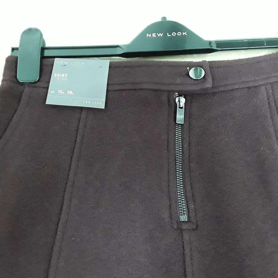 BAGGED NEW LOOK JUTE/ROK SKIRT IN WINE - UK10
