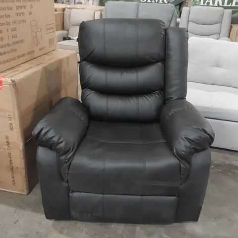 QUALITY DESIGNER MANUAL RECLINING FAUX LEATHER ARMCHAIR