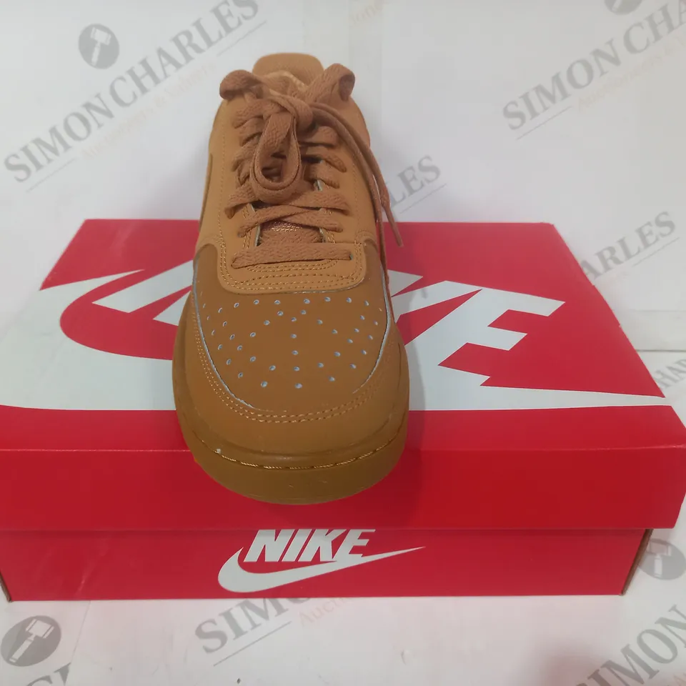 BOXED PAIR OF NIKE COURT VISION SHOES IN WHEAT COLOUR UK SIZE 6