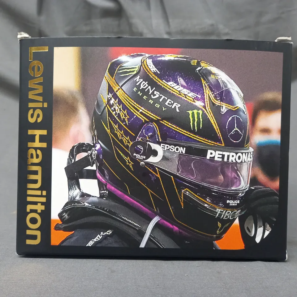 BOXED MERCEDES AMG PETRONAS FORMULA 1 TEAM 1:2 SCALE COLLECTIBLE LEWIS HAMILTON SPECIAL EDITION HELMET