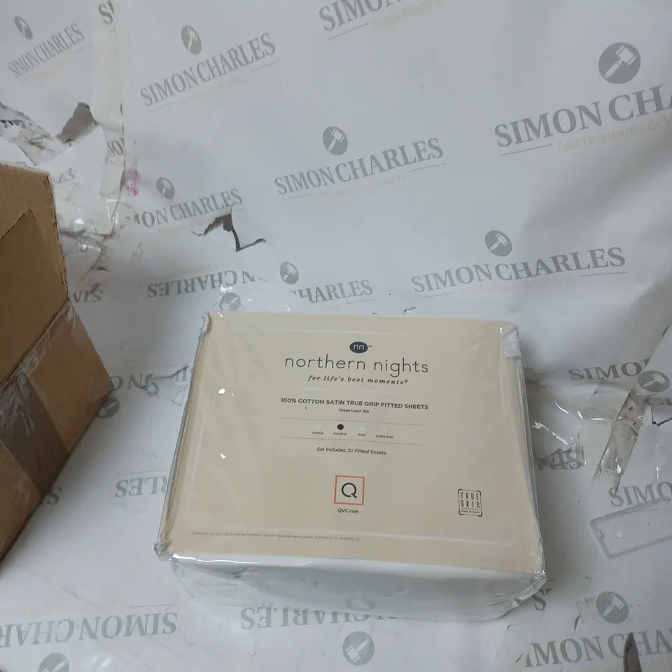 NORTHERN NIGHTS 300TC 100% COTTON SATEEN DEEP POCKET FITTED SHEETS IN WHITE - DOUBLE 