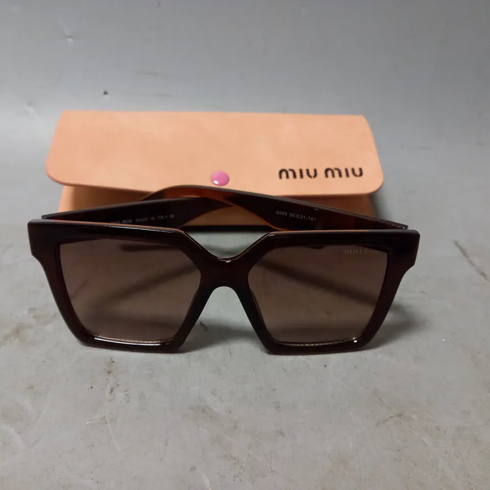 BOXED MIU MIU SQUARE BROWN SUNGLASSES 