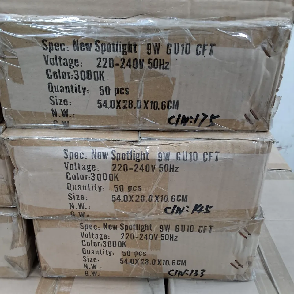 LOT OF 3 50-PIECE BOXES OF SUNBEAM 9W GU10 LIGHTBULBS