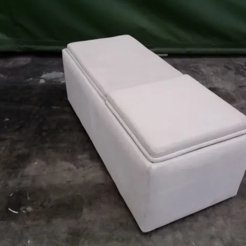 QUALITY THE LOUNGE CO DESIGNER RECTANGULAR FOOTSTOOL WITH STORAGE - BEIGE FABRIC