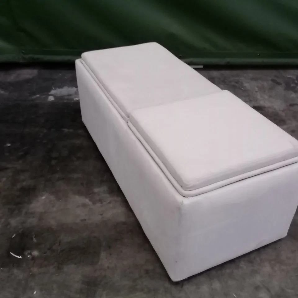QUALITY THE LOUNGE CO DESIGNER RECTANGULAR FOOTSTOOL WITH STORAGE - BEIGE FABRIC 
