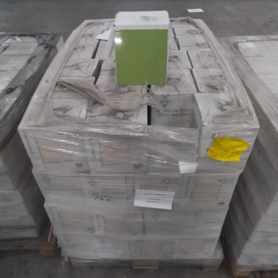 PALLET TO CONTAIN APPROX 96 X CARTONS OF JOHNSON PRISMATICS KIWI GLAZED WALL TILES - 25 TILES PER CARTON // TILE SIZE: 197 X 197 X 6.5mm