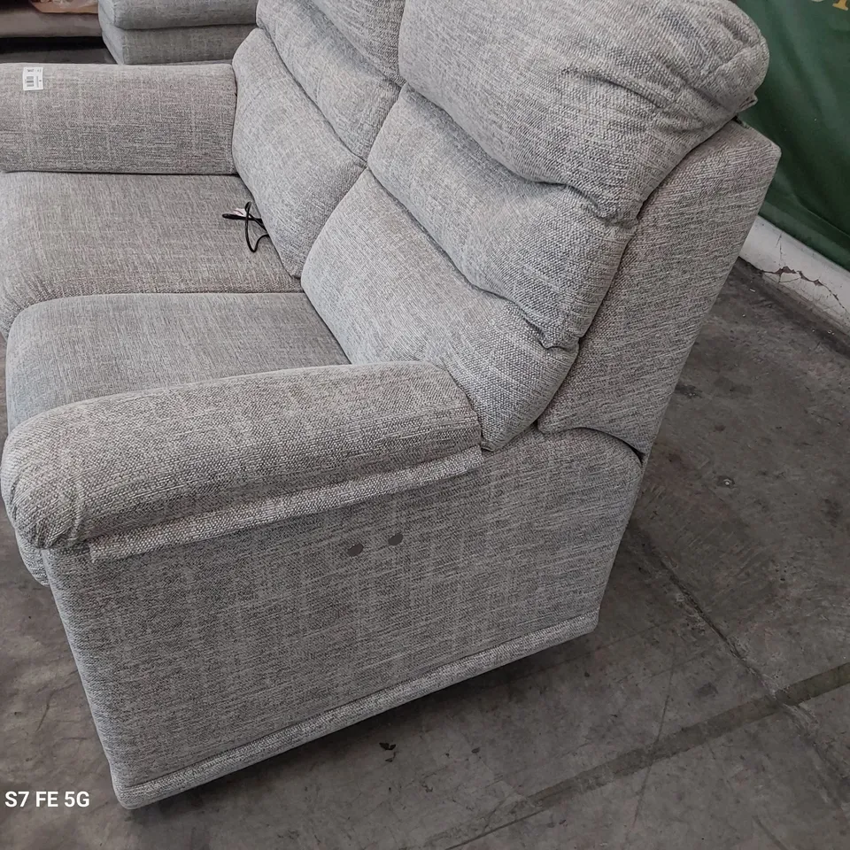 QUALITY BRITISH DESIGNER G PLAN MALVERN POWER RECLINING TWO SEATER SOFA DALI PEBBLE FABRIC 
