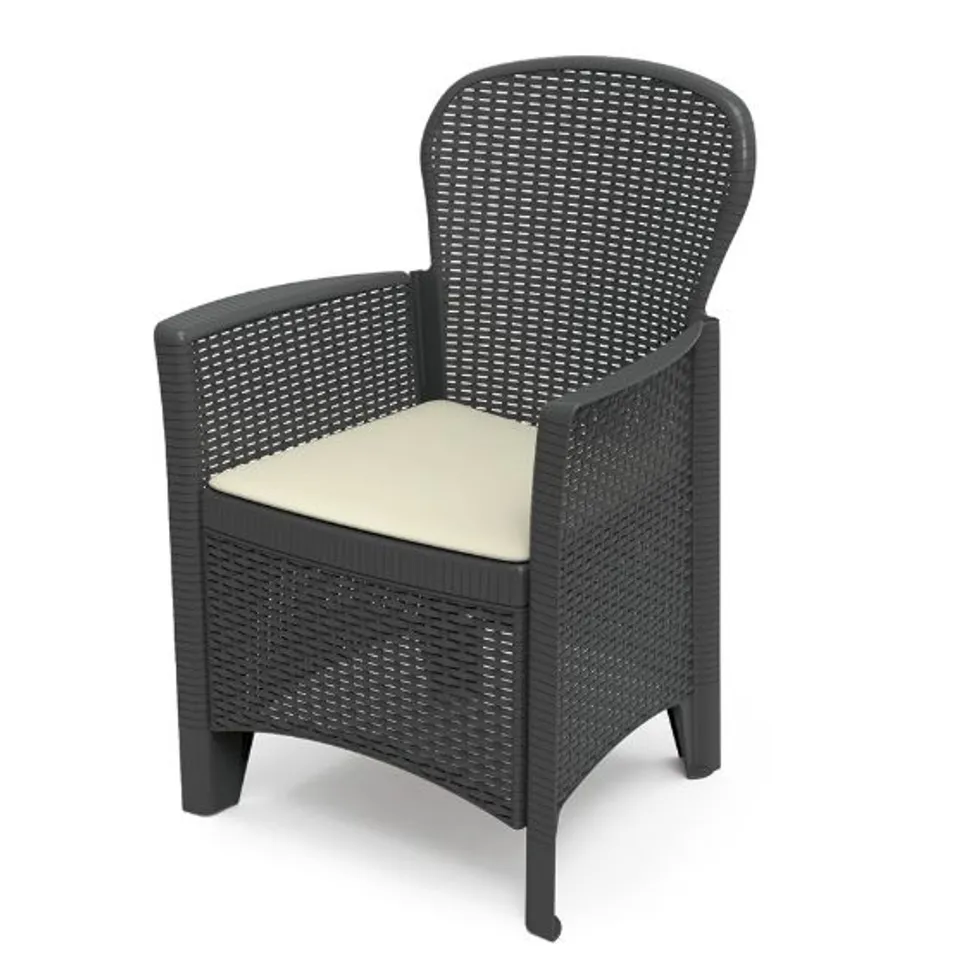 BOXED FOLIA ANTHRACITE DESIGN RATTAN ARMCHAIR, WEATHER RESISTANT (1 BOX)