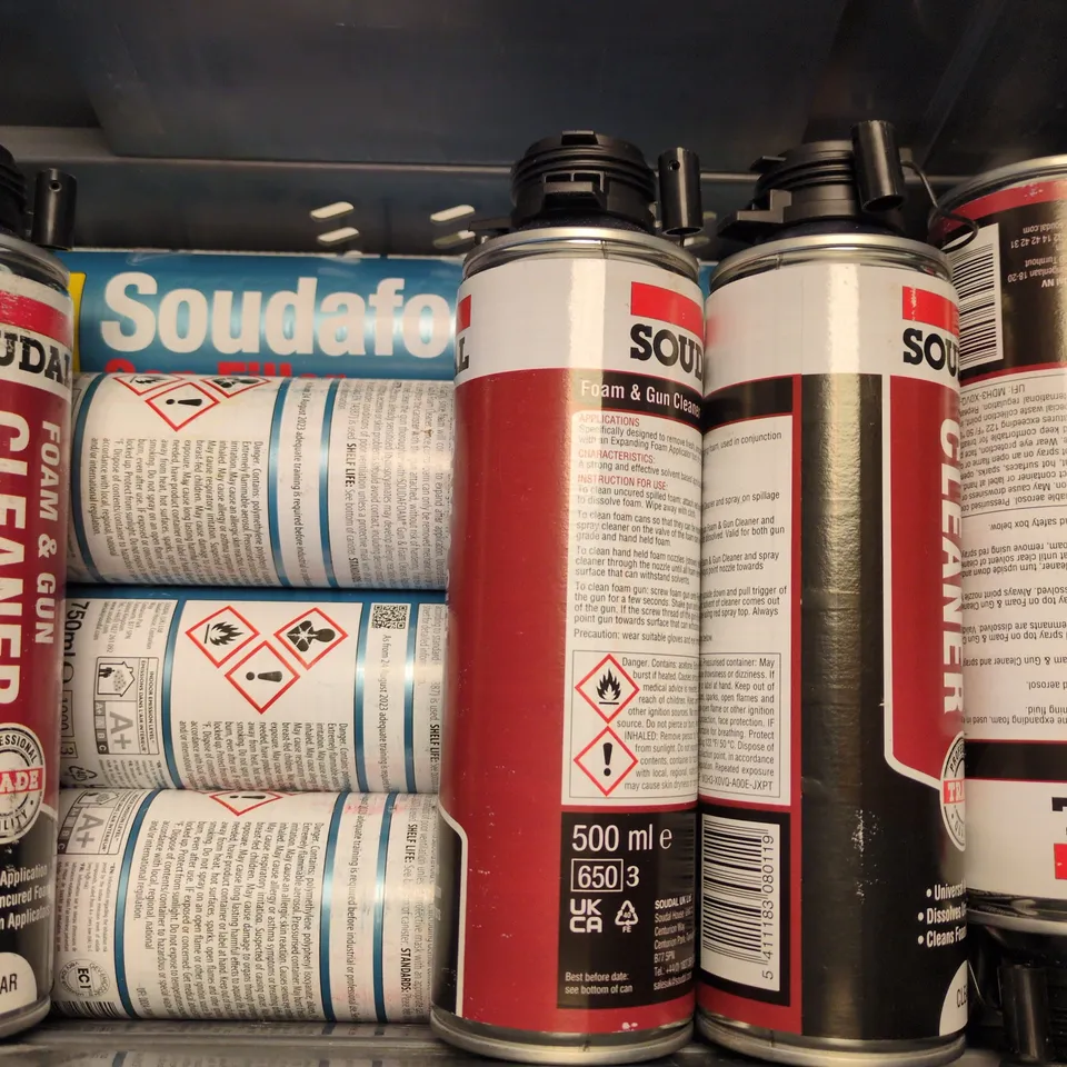 APPROXIMATELY 8 ASSORTED SOUDAL PRODUCTS TO INCLUDE SOUDAFOAM, GAP FILLER & FOAM & FUN CLEANER - COLLECTION ONLY