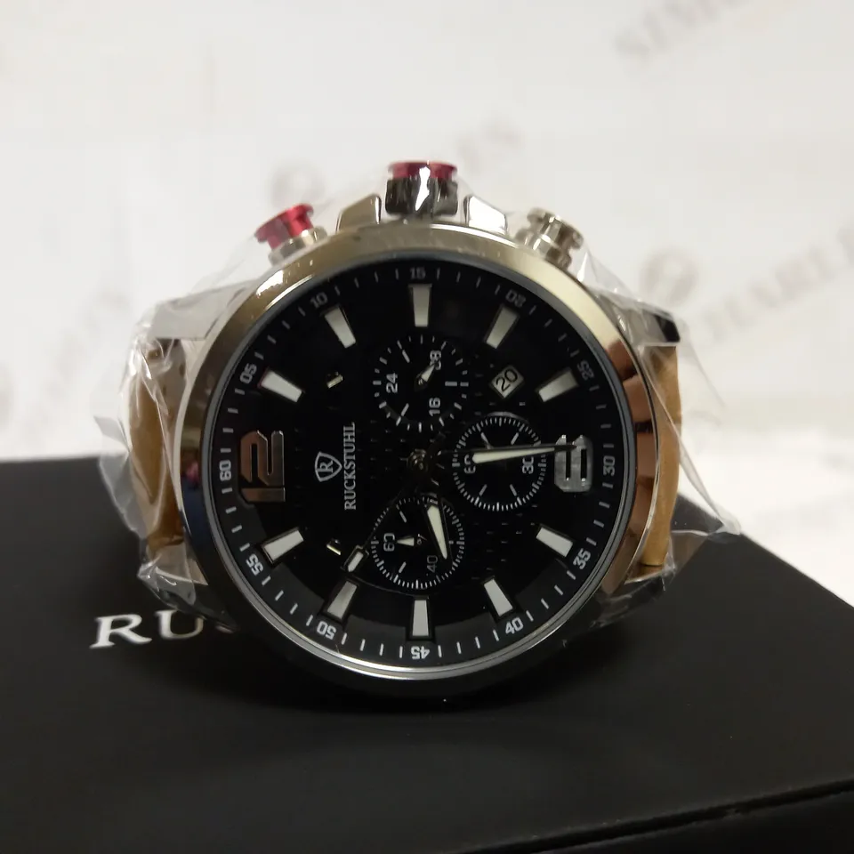 RUCKSTUHL TRIPLE DIAL LEATHER STRAP WRISTWATCH RRP £560