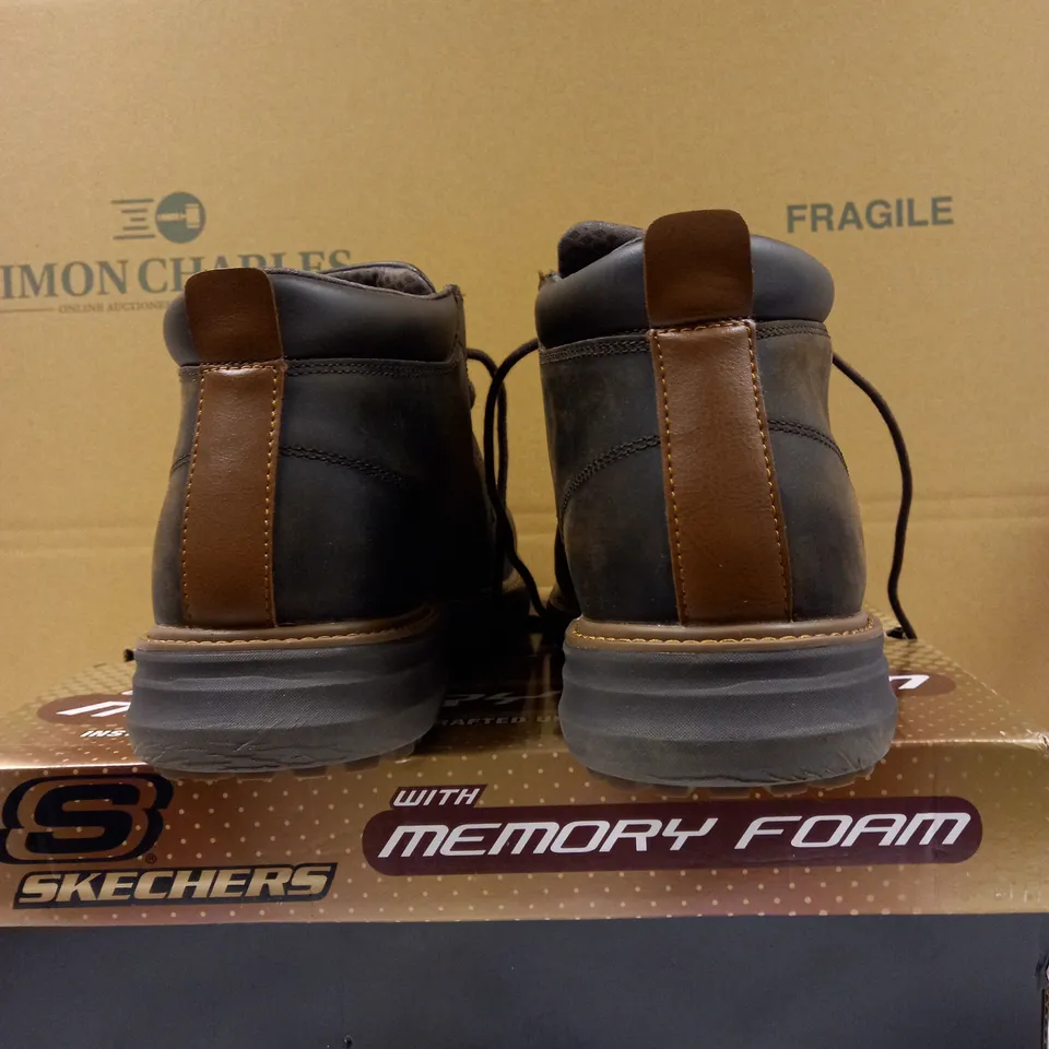SKECHERS LEATHER BOOTS CHOCOLATE SIZE 10