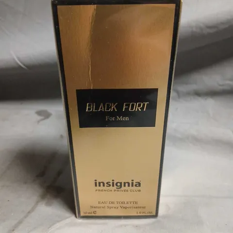 BOXED AND SEALED BLACK FORT FOR MEN INSIGNIA FRENCH PRIVEE CLUB EAU DE TOILETTE 30ML
