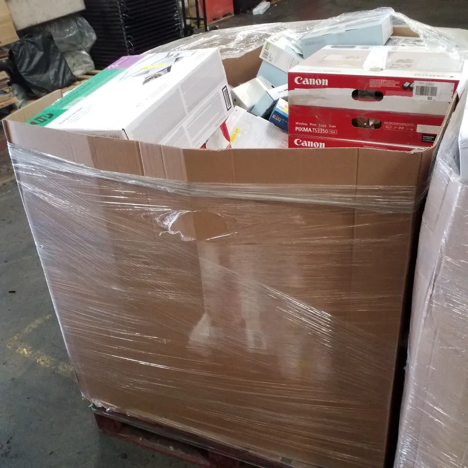 PALLET CONTAINING ASSORTED ELECTRICAL PRODUCTS INCLUDING PRINTERS, SPEAKER, AERIALS & DVD PLAYERS 