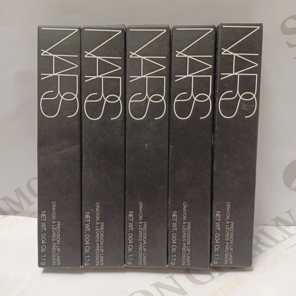 LOT OF 5 ASSORTED NARS PRECISION LIP LINERS TO INCLUDE 3 X MARIACHI, 2 X JUAN-LES-PINS