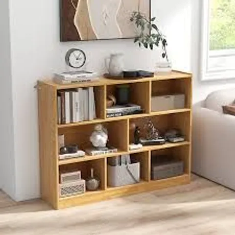 BOXED WOOD STORAGE CUBE BOOKCASE 3 TIER 8 CUBE OPEN SHELF STORAGE CABINET