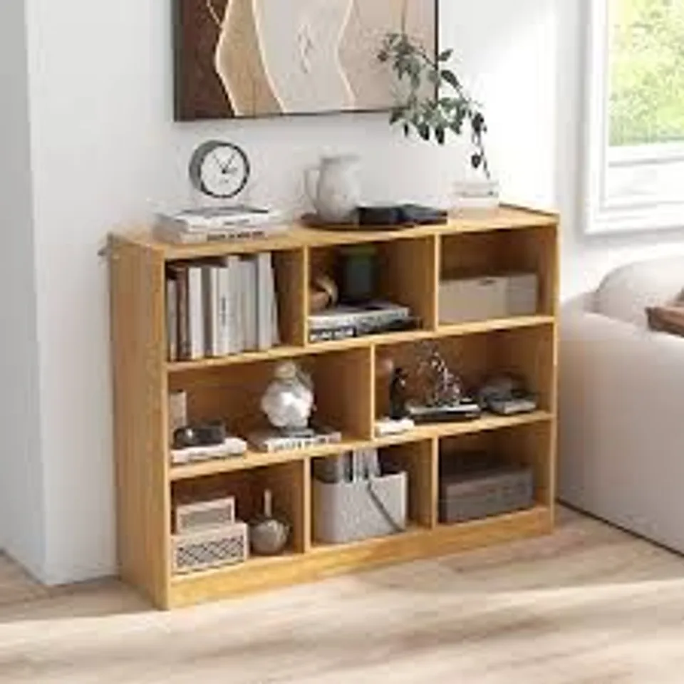 BOXED WOOD STORAGE CUBE BOOKCASE 3 TIER 8 CUBE OPEN SHELF STORAGE CABINET