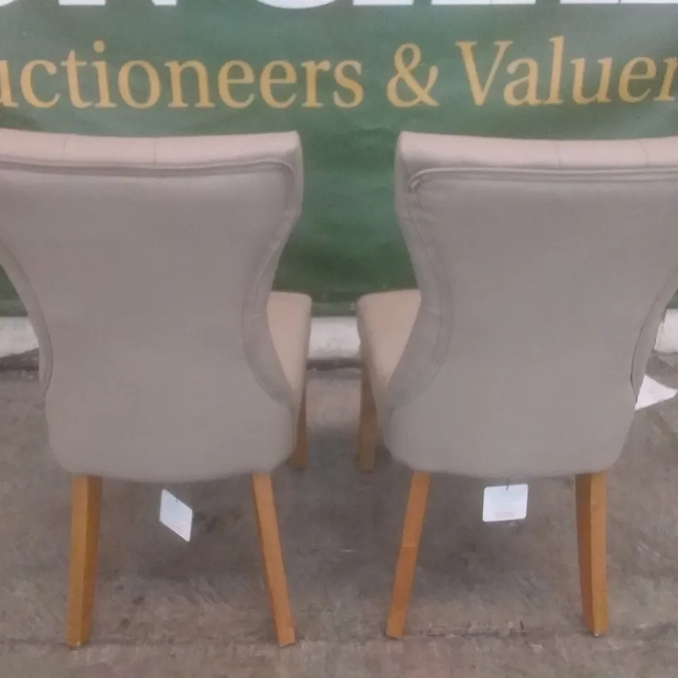 SET OF 2 BROOKLYN TAN LEATHER DINING CHAIRS (OAK LEG)