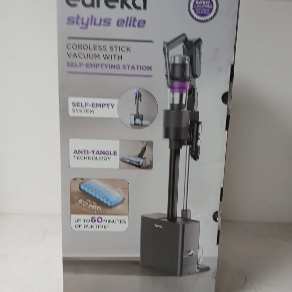 EUREKA STYLUS ELITE CORDLESS STICK VACUUM WITH SELF-EMPTYING STATION – BOXED