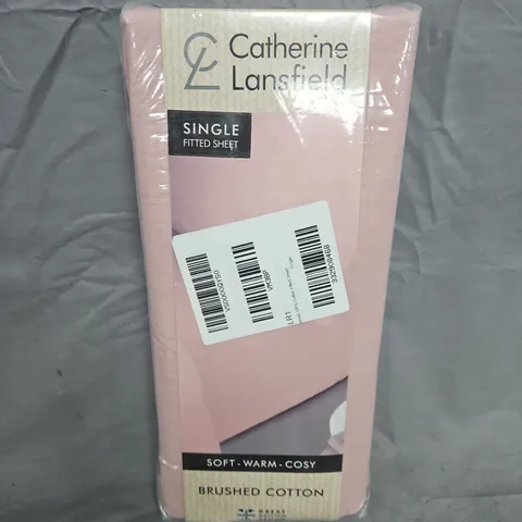 CATHERINE LANSFIELD SOFT-WARM-COSY BRUSHED COTTON SINGLE FITTED SHEET – PINK