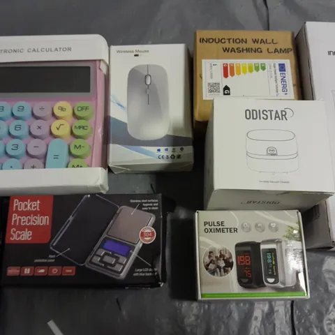 LOT OF APPROXIMATELY 14 ASSORTED HOUSEHOLD ITEMS TO INCLUDE POCKET PRECISION SCALES, PULSE OXIMETER, INFLATOR AND ELECTRONIC CALCULATOR